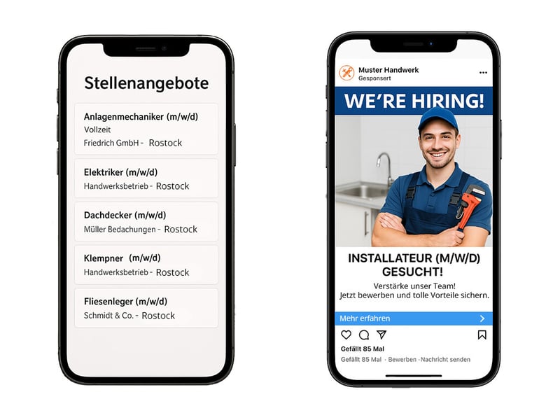 Vergleich klassische Stellenanzeige vs. Social Recruiting im Handwerk